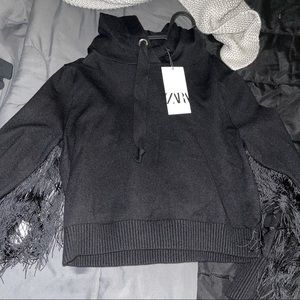 Zara Black Sweater with Fringes